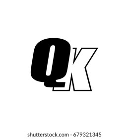 letter Q and K logo overlapping black negative