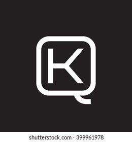 letter Q and K monogram square shape logo white black background
