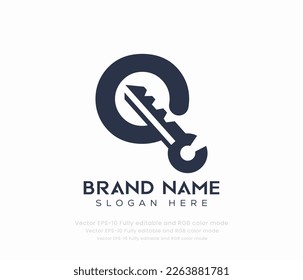 Letter Q key logo vector templates 