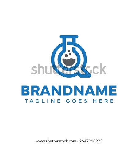 Letter Q Lab Flask Logo, symbolizing science, innovation, and experimentation
