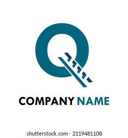 letter q with ladder logo template illustration.