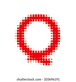 Letter Q of the latin alphabet in a halftone dot newsprint style.