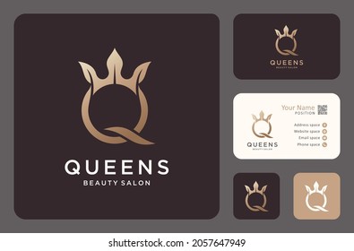 letter q with leaf crown logo design.