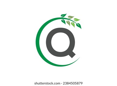 Símbolo de diseño de icono del logotipo de crecimiento de la hoja de Q
