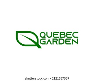 Diseño del logotipo de la hoja de letras Q. Logo inicial de la letra G. Silueta de hoja de contorno