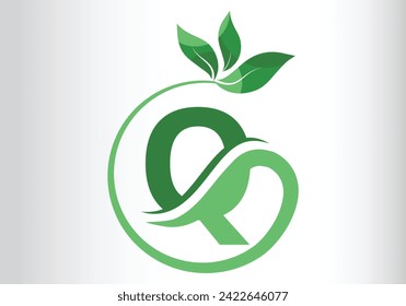 Letter Q Leaf Logo Design  Vector letter template design for brand.