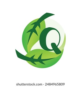 letter Q leaf logo design vector