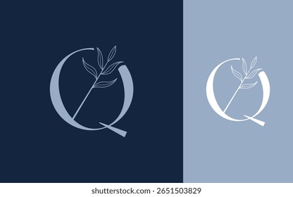 Letter Q with leaf logo design vector illustration for spa, beauty, hotel and business