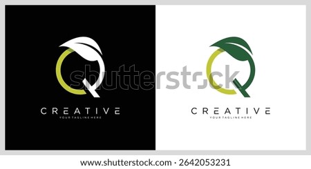 Letter Q Leaf logo design vector template