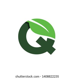 Letter Q Leaf Nature Icon Vector Logo