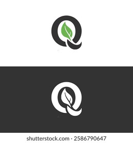 letter Q with leaf nature logo vector illustration template design