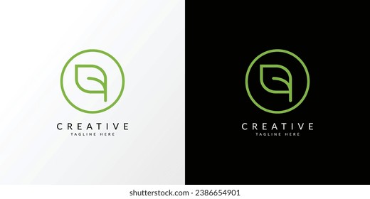 Letter Q with leaf shape logo design