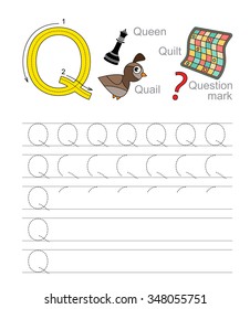 Letter Q. Learn handwriting.
