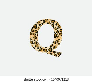 Letter Q Leopard Letter Icon , Wild life animal letter Q Cheetah Letter Icon. Animal Design Concept.