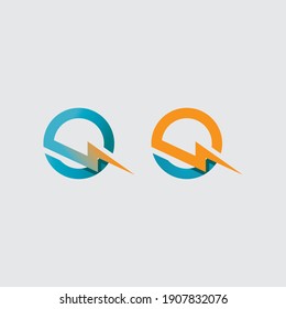Letter Q Lighning Vector Logo Template Illustration Design