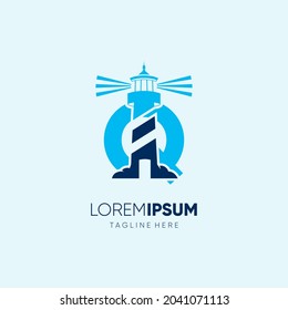 Letter Q Lighthouse Logo Design Vector Icon Graphic Emblem Illustration