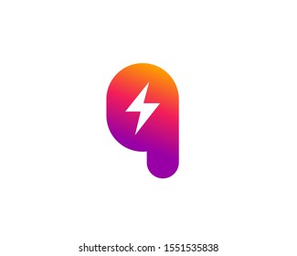 Letter Q lightning logo icon design template elements