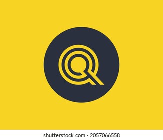 Letter Q line art logo design initial concept vector. Letter Q in a circle made with lines in line art logo style.