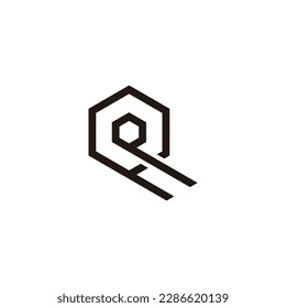 Letter Q line, double geometric symbol simple logo vector