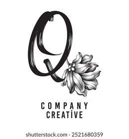 Letter Q Linked Leaf Logo, schwarze Farbe, einzigartiges Design