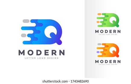 Letter Q liquid abstract geometric logo design illustration. Fluid gradient elements. Futuristic trendy dynamic company business logo design. Vector EPS template.