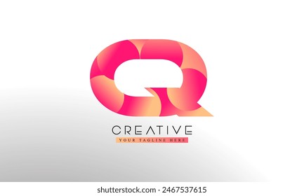 Letter Q logo from abstract shapes. Colorful monogram sign logotype. Vector illustration.