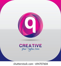 Letter Q logo abstract symbol in the colorful circle. Template for your design