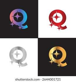 Letter Q logo, Q logo, AI logo set, modern and minimal design, tech-inspired, colorful icons and symbols, suitable for artificial intelligence, innovation, branding, startups, and digital identity.