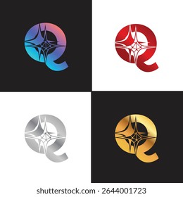 Letter Q logo, Q logo, AI logo set, modern and minimal design, tech-inspired, colorful icons and symbols, suitable for artificial intelligence, innovation, branding, startups, and digital identity.