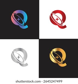 Letter Q logo, Q logo, AI logo set, modern and minimal design, tech-inspired, colorful icons and symbols, suitable for artificial intelligence, innovation, branding, startups, and digital identity.