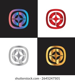 Letter Q logo, Q logo, AI logo set, modern and minimal design, tech-inspired, colorful icons and symbols, suitable for artificial intelligence, innovation, branding, startups, and digital identity.