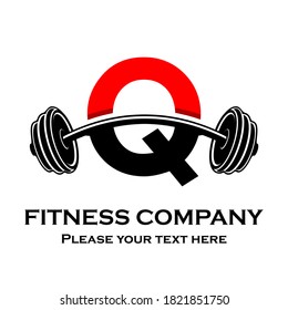 Letter q Logo With barbell template illustration. Fitness Gym logo. fitness vector logo design for gym and fitness.