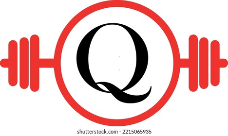 Letter q Logo With barbell template illustration. Fitness Gym logo. fitness vector logo design for gym and fitness.