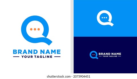 LETTER Q LOGO BUBBLE CHAT NEGATIVE SPACE EDITABLE