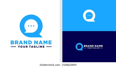 LETTER Q LOGO BUBBLE CHAT NEGATIVE SPACE EDITABLE