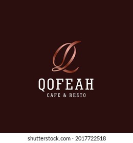 Letter Q logo and coffee beans with luxury style for coffee companies