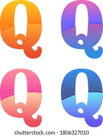 Letter Q Logo. Colorful Q Logo. Orange Blue Purple Pink Peach Modern Logo.