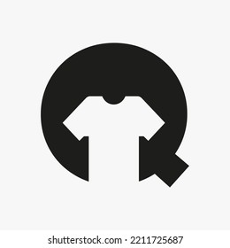 Letter Q Logo Concept With T Shirt Vector Template For Garments And Cloth Fashion Sign