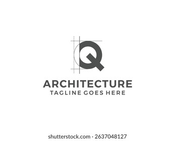 letter Q logo, creative architecture design, vector illustration, isolated on transparent background 