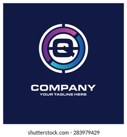 Letter Q logo - Creative Circle Logo - Place for Company name and tag line . Business Icon - vector illustration