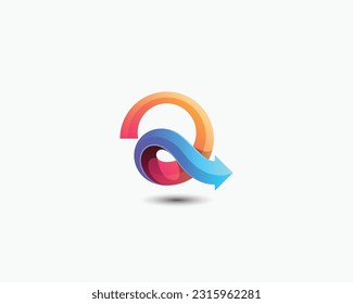 Letter q logo. Creative colorful letter mark icon with arrow