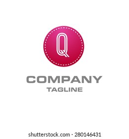 Letter Q logo , creative Pink Fasihon circle , Elegant calligraphic , Company logo design . vector illustration