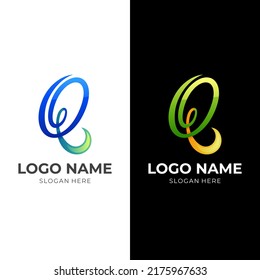 diseño del logotipo de la letra Q con un estilo de color 3d