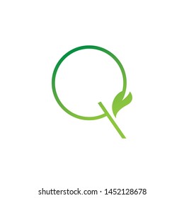Letter Q logo design concept with a leaf element at the end for personal identity and business name