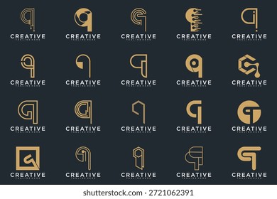 Paquete creativo del diseño del logotipo de la letra Q