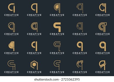 Paquete creativo del diseño del logotipo de la letra Q
