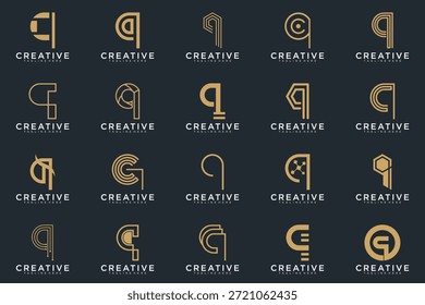 Paquete creativo del diseño del logotipo de la letra Q