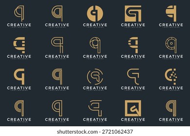 Paquete creativo del diseño del logotipo de la letra Q