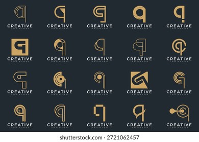 Paquete creativo del diseño del logotipo de la letra Q