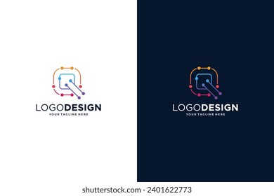 Letter Q logo design for digital technology symbol.